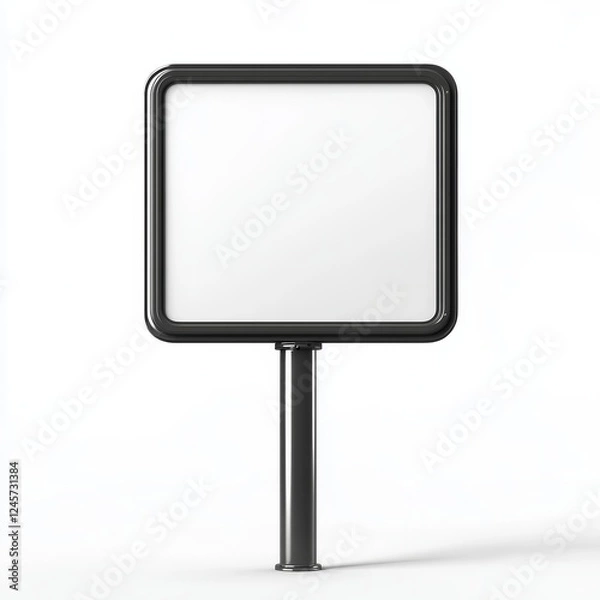 Fototapeta Blank Square Signpost  Empty Signboard  Modern Road Sign  Mockup Template  Isolated White 