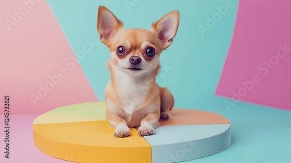 Fototapeta Cute Chihuahua on a colorful background.