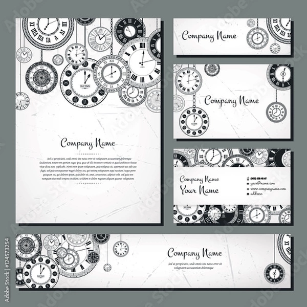 Obraz Vintage clock banner background set