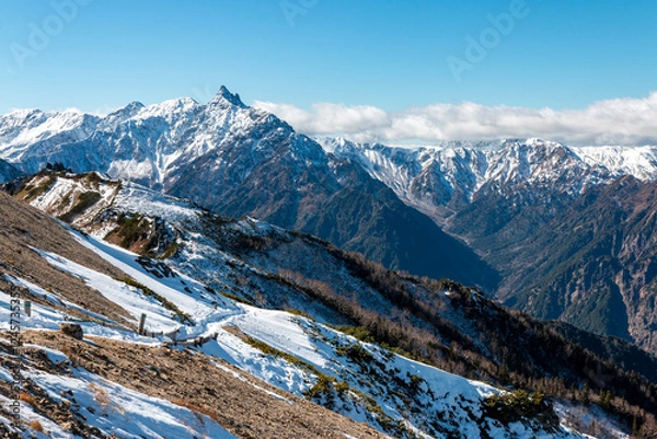 Fototapeta 冬の北アルプス燕岳にて 槍ヶ岳