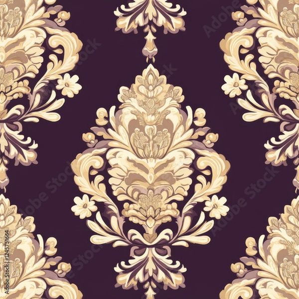 Fototapeta Elegant floral damask pattern with intricate details