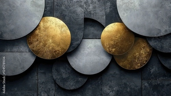Fototapeta Striking Abstract Geometric Composition with a Metallic Textured Background
