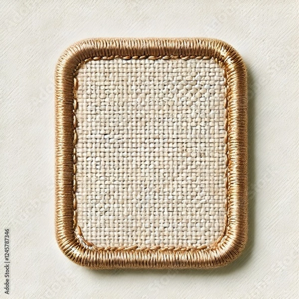 Obraz A blank rectangular patch with a beige border on a white background.
