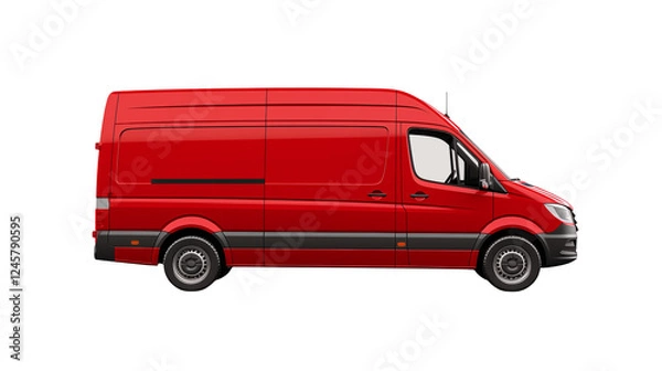 Fototapeta Modern Red Delivery Van Profile View Ideal for Transportation Services and Logistics Industry Use