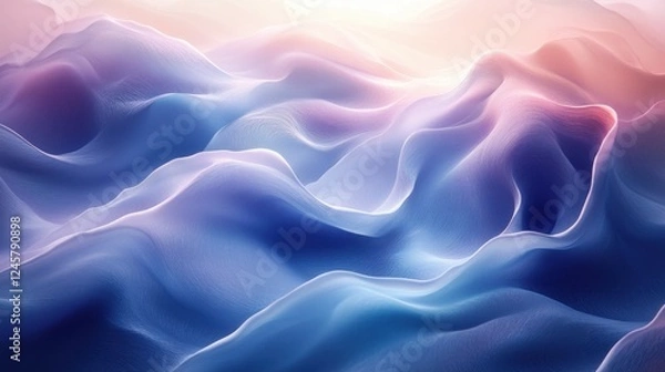 Fototapeta Calming Abstract Waves in Soft Blue and Lavender Gradients