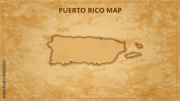 Fototapeta A Vintage Map Depicting the Borders of the Puerto Rico. Puerto Rico map with federal states in A vintage map based background, Political Puerto Rico Map