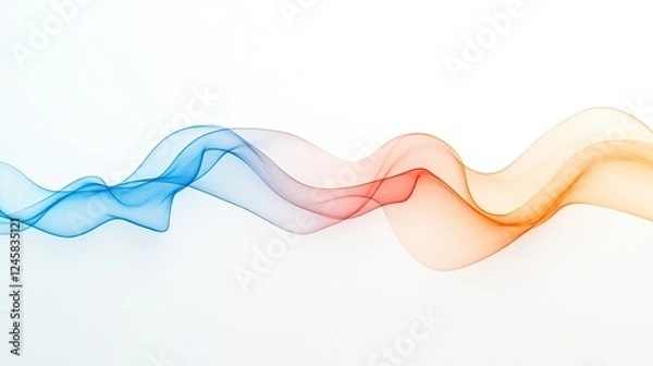 Obraz Abstract wave patterns in blue and orange colors flowing gracefully across a white background