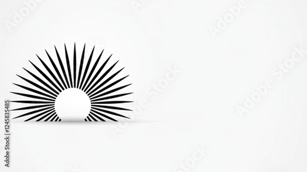 Obraz Abstract black sunburst design with radiating spikes on a minimalist white background