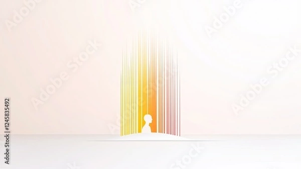 Obraz Abstract illustration of a silhouette surrounded by vertical colorful lines on a minimalistic background
