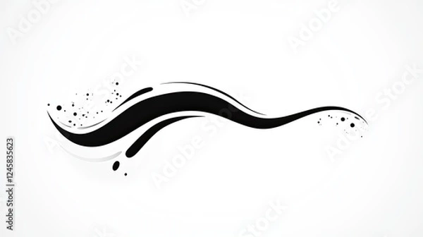 Fototapeta Abstract black and white wave design with splashes on a clean background for creative use