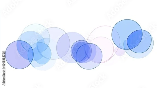 Obraz Abstract representation of overlapping circles in varying shades of blue and pink on a white background