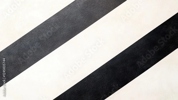 Obraz Abstract diagonal black and white striped pattern on a textured surface, suitable for backgrounds
