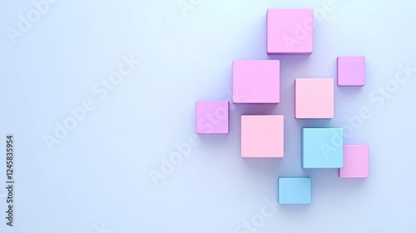 Obraz Colorful geometric blocks arranged playfully on a soft pastel background, ideal for design concepts