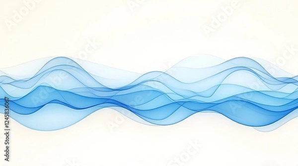Obraz Abstract blue wave patterns flowing smoothly across a light background, ideal for design projects