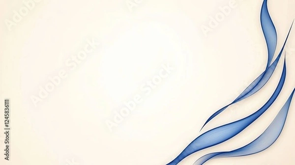 Obraz Abstract design featuring flowing blue ribbons on a soft beige background, ideal for modern art