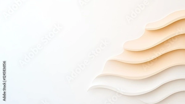 Obraz Abstract layered design with soft curves in warm tones against a light background