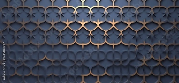 Fototapeta Intricate geometric pattern in warm tones on a dark background.