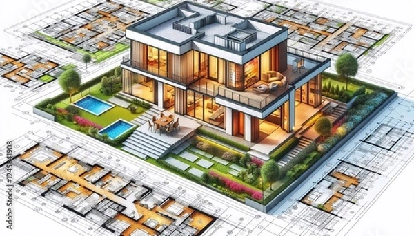 Fototapeta House design drawings