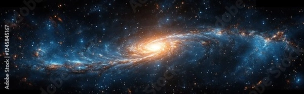 Fototapeta Vibrant Cosmic Spiral Galaxy with Ethereal Starlight and Symmetrical Composition