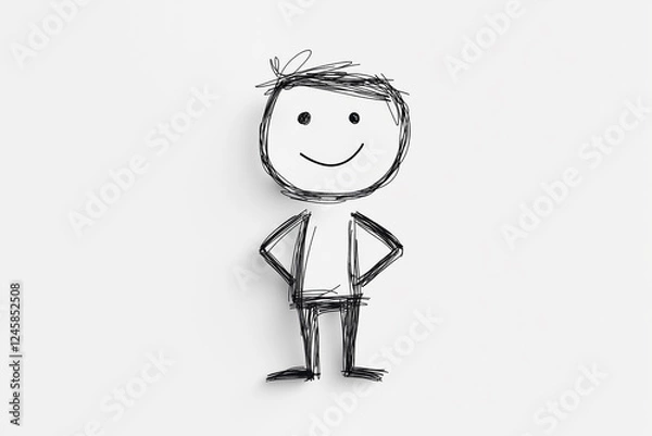 Fototapeta Minimalist hand drawn boy figure.Abstract and artistic pencil sketch
Copy and text space.