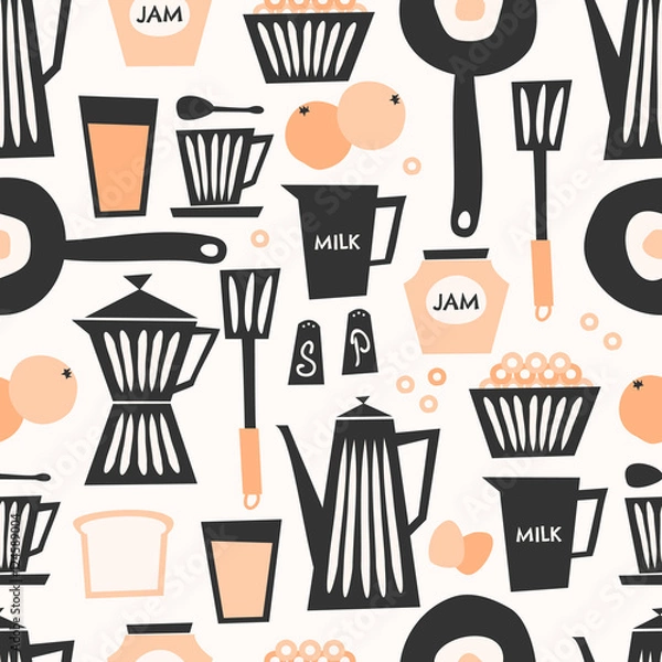 Fototapeta Seamless Breakfast Pattern