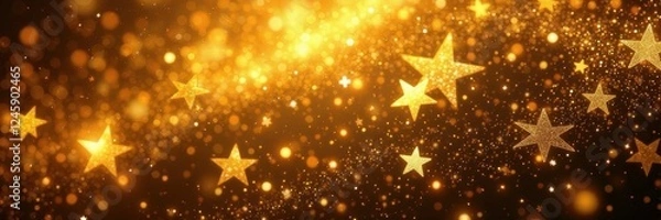 Fototapeta Golden abstract star pattern, elegant vector lines Seamless Christmas background for festive design , holiday, celebration, seamless