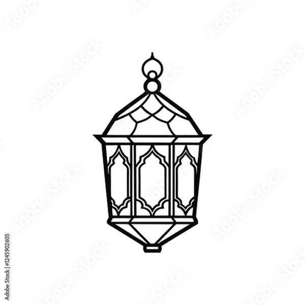 Fototapeta Elegant Black and White Islamic Lantern Design
