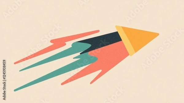 Obraz Abstract graphic design with a light beige background. it consists of three overlapping triangles in different colors - red, orange, green, and blue.