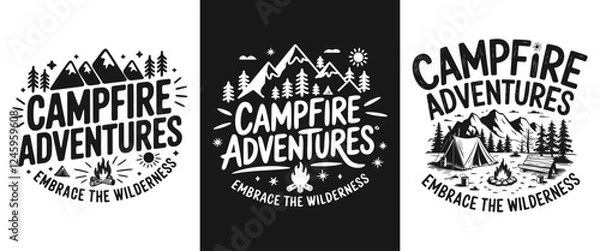 Fototapeta Campfire Adventures T-Shirt Design - Embrace the Wilderness with Vibrant Graphics, Perfect for Outdoor Enthusiasts Who Love Camping, Nature, and the Joys of Explorative Camping Trips