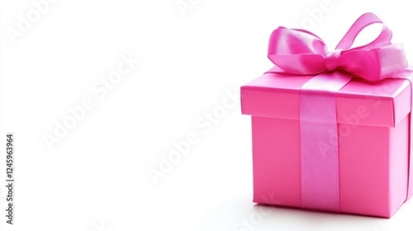 Obraz Bright Pink Gift Box with Ribbon for Celebrations and Occasions