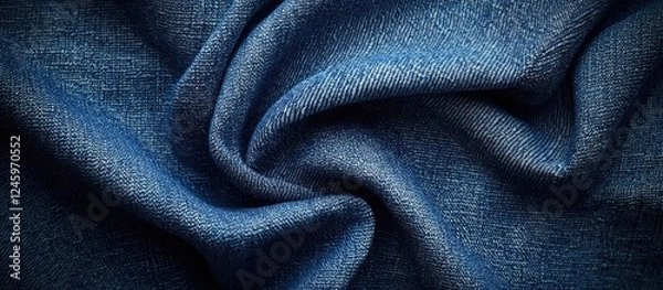 Fototapeta Textured denim fabric background showcasing intricate weave patterns in deep blue hues ideal for fashion and textile design projects.