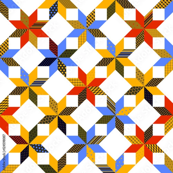 Obraz Colorful fabric quilt seamless pattern, vector