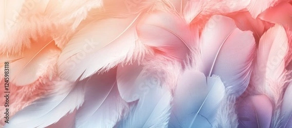 Fototapeta Delicate Feather Background Highlighting Natural Textures in Soft Pastel Shades for Creative Design and Aesthetic Crafts
