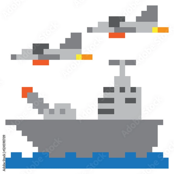 Fototapeta illustration design pixel art warship