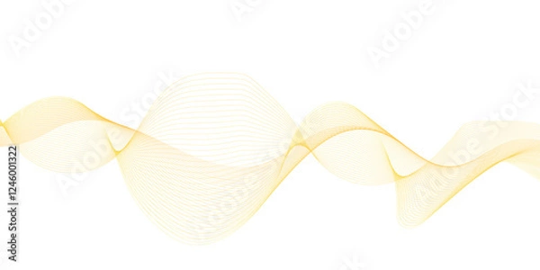 Fototapeta  Golden and white wavy curve line with digital future technology concept background. Line art striped graphic template, banner background. Vector illustration.