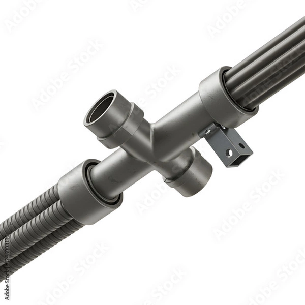 Fototapeta 3D Electrical Conduit Pipe with Connecting Joints