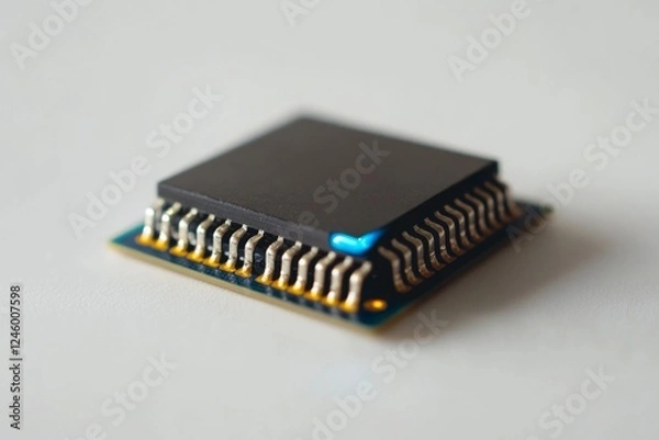 Fototapeta Microchip on white background, close-up