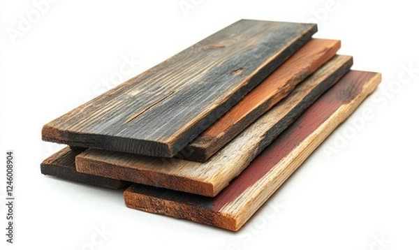 Fototapeta Stacked Wooden Planks Displaying Varied Textures and Colors for Design Inspiration in Interior and Exterior Projects