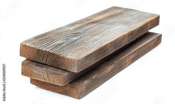 Fototapeta Stacked Wooden Planks on White Background for Construction or Carpentry Projects