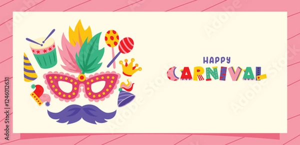 Fototapeta Carnival Drawing With Colorful Elements