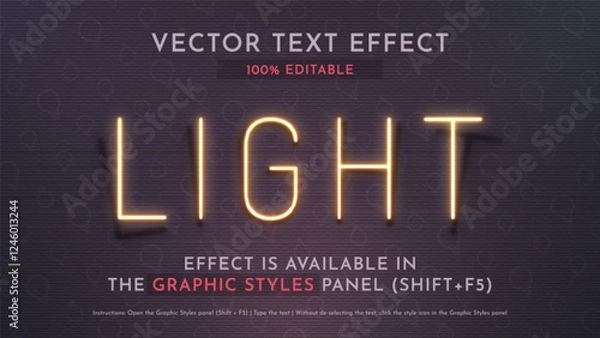 Fototapeta Neon Light Editable Text Effect, Graphic Style