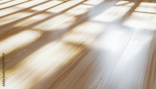 Obraz Sunlit Wooden Floor with Soft Shadows - Perfect for Interior Design Inspiration and Cozy Home Atmosphere