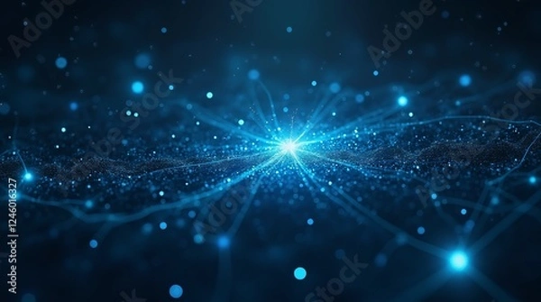 Fototapeta Digital cyberspace with particles and Digital data network connections concept.