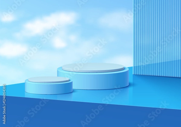 Obraz Blue podium with sky