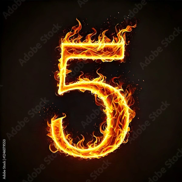 Obraz Fire Numerals Set