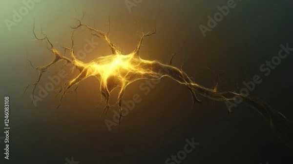 Fototapeta Scientific representation of the brain and nervous system showcasing glowing neurons and electrical activity. Generative AI