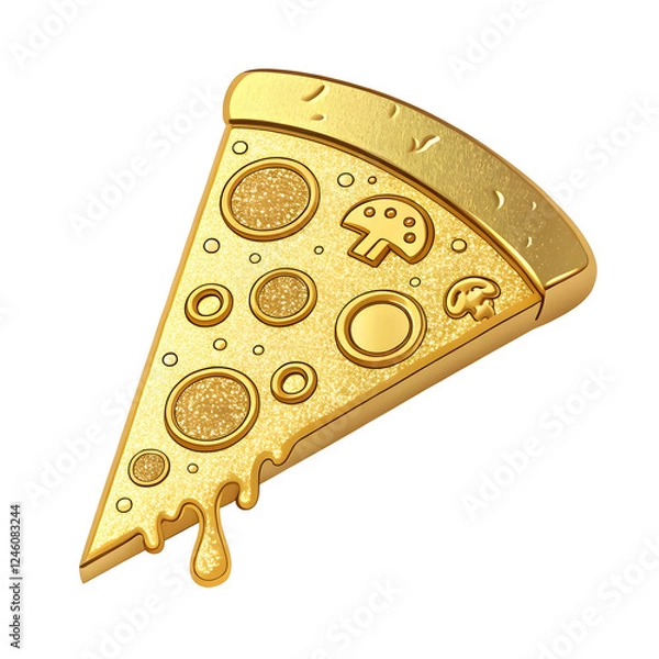 Obraz Golden Pizza slice in isolate background