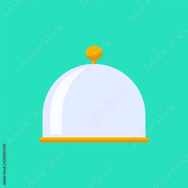 Obraz Flat vector restaurant cloche icon on green background