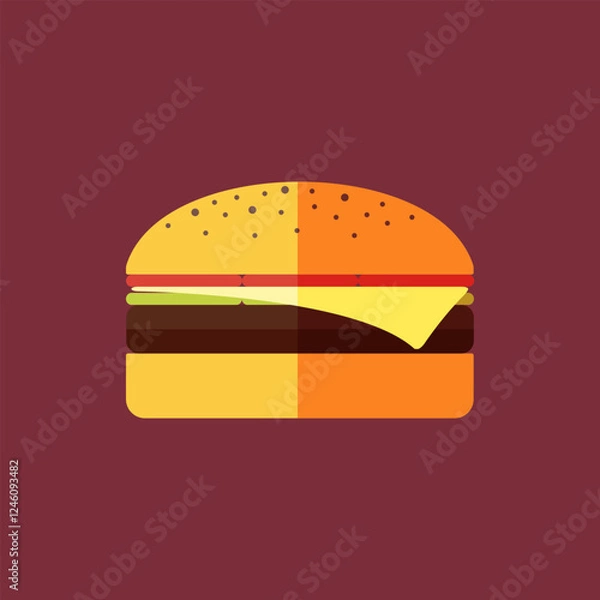 Obraz Flat vector illustration of a hamburger