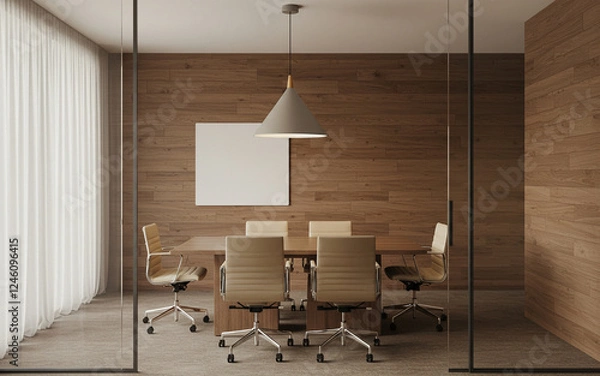 Fototapeta Modern Minimalist Conference Room – Elegant Office Interior


